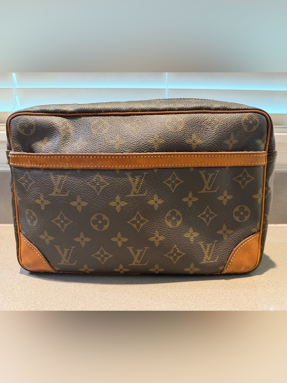 Louis Vuitton Monogram Canvas Clutch in Brown and Tan